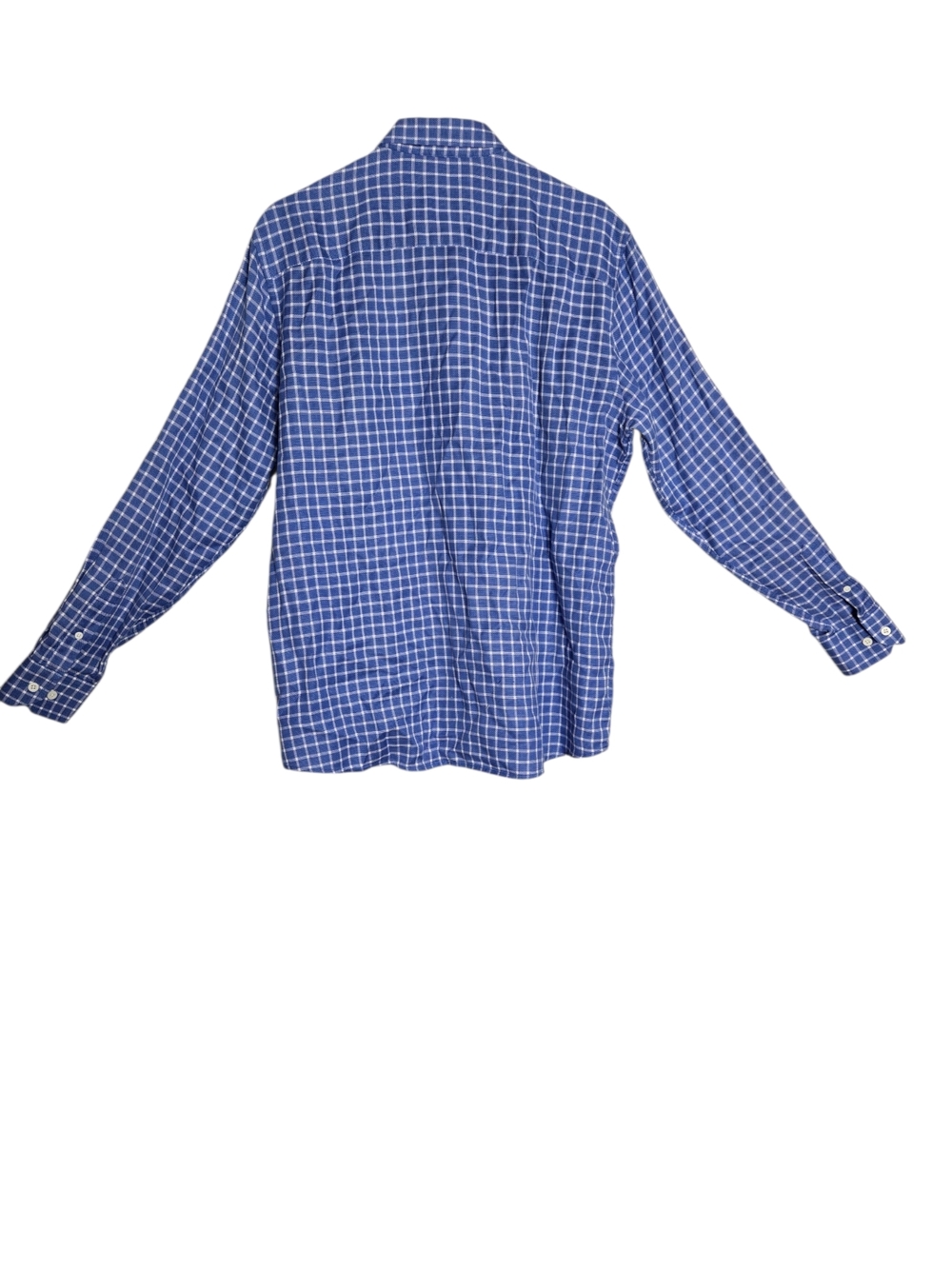 Johnston & Murphy Blue Windowpane Check Button Down Shirt Cotton Medium - Picture 4 of 8